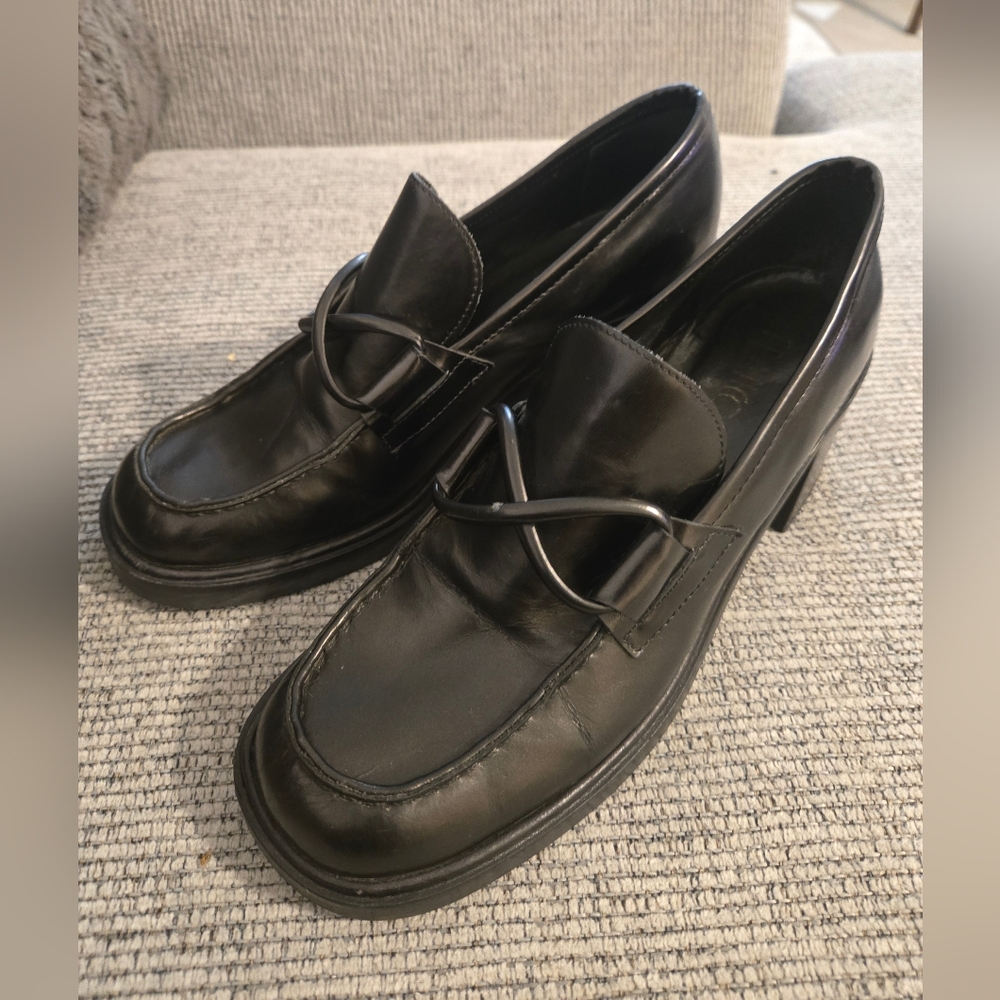Franco Sarto Black Heel Loafers Slip-On Shoes